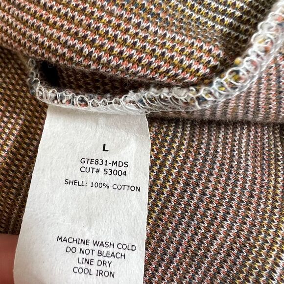 GREEN ENVELOPE STRIPED TWEED BOHO CASUAL CLASSIC COASTAL EVERYDAY TANK TOP LRG - Picture 4 of 4